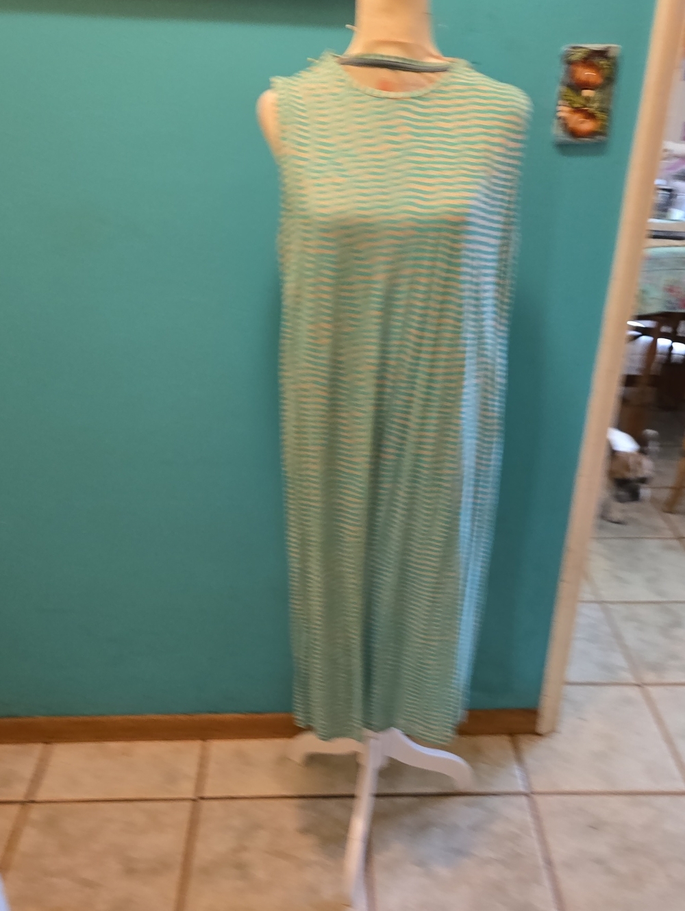 Sleeveless Striped Maxi Dress in Mint Green